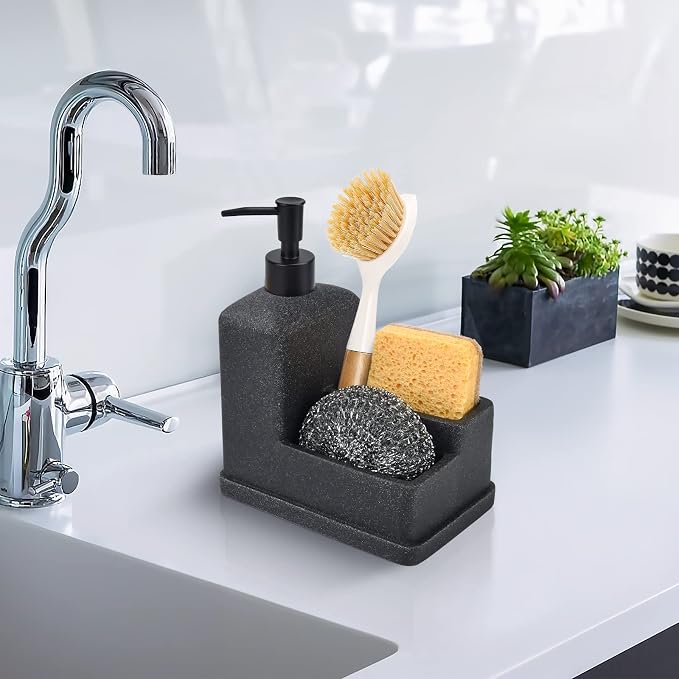 Dish Soap Dispenser with Sponge Holder, Liquid Hand and Dish Soap Dispenser and - Image 2