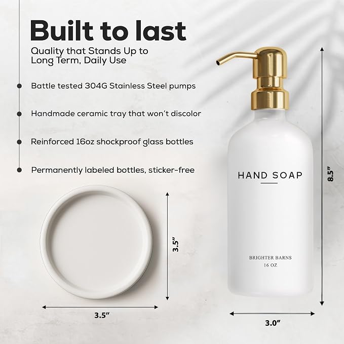 Luxury Glass Hand Soap Dispenser Bathroom Set by Brighter Barns - Image 3