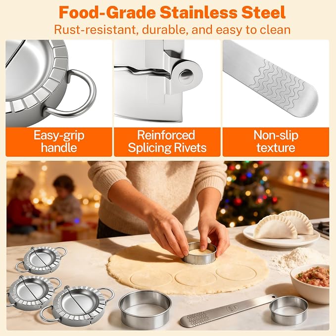 3-in-1 Stainless Steel Dumpling & Empanada Maker Set | Professional Press Mold - Image 5