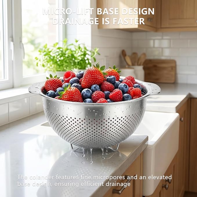 18/8 Stainless Steel Colander for Kitchen - Image 4