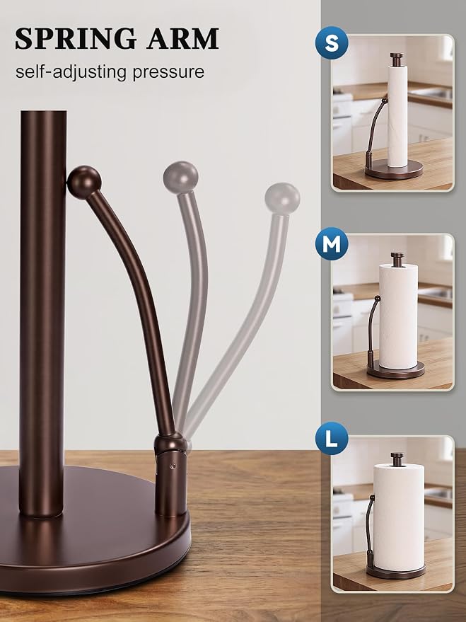 SMARTAKE Paper Towel Holder, Paper Towel Dispenser Standing Weighted Base Non - Image 2