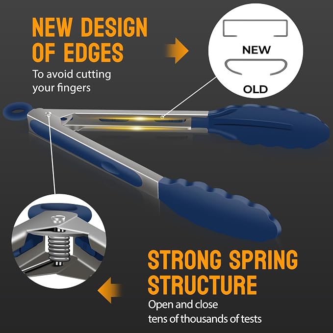 Hotec Silicone Kitchen Tongs for Cooking 9-Inch Serving Tongs - Image 6