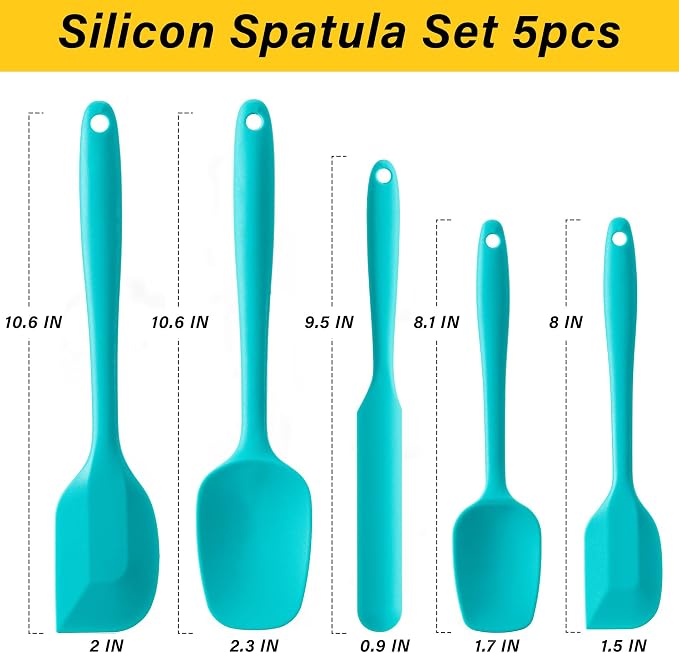 Silicone Spatula Set, 5 Piece Food Grade Rubber Spatulas - Image 2