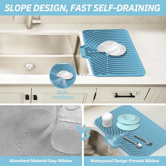 Dish Drying Mat for Kitchen Counter, - Image 4