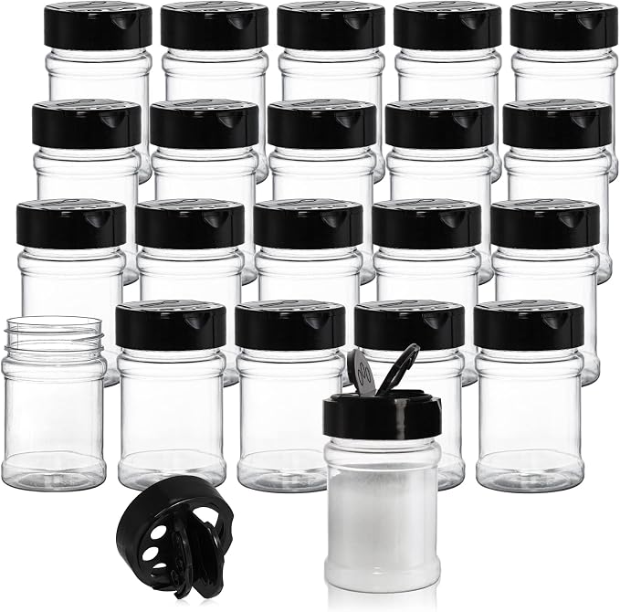Yesland 20 Pack Plastic Spice Jars Bottles, 5 Oz PET Spice Containers BPA Free by Yesland