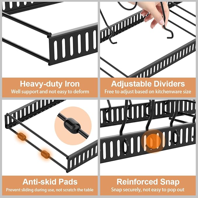 Housolution 2 Pack Pot and Pan Organizer, Pan Lid Holder Storage Rack - Image 3