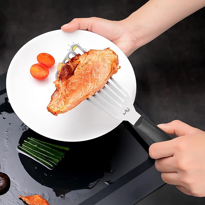 MIU Fish Spatula Stainless Steel, Slotted Flexible Metal, Lightweight Barbecue - Image 5