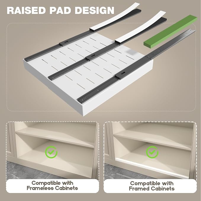 Seinloes 2 Pack Pull Out Cabinet Organizer 22" Deep, Full Extension 3 Slide - Image 2