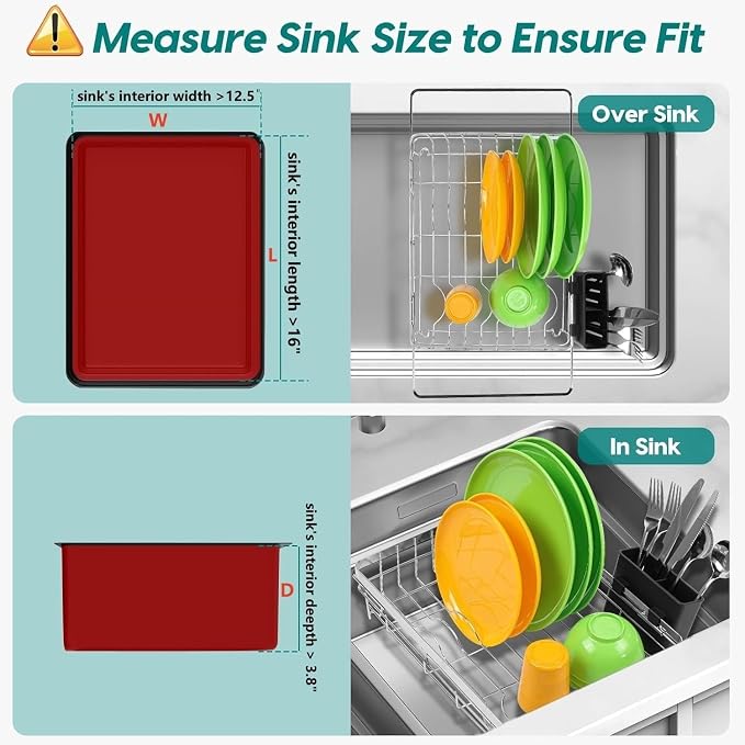 MERRYBOX Stainless Steel Dish Drying Rack, Expandable Dish Drainers - Image 3