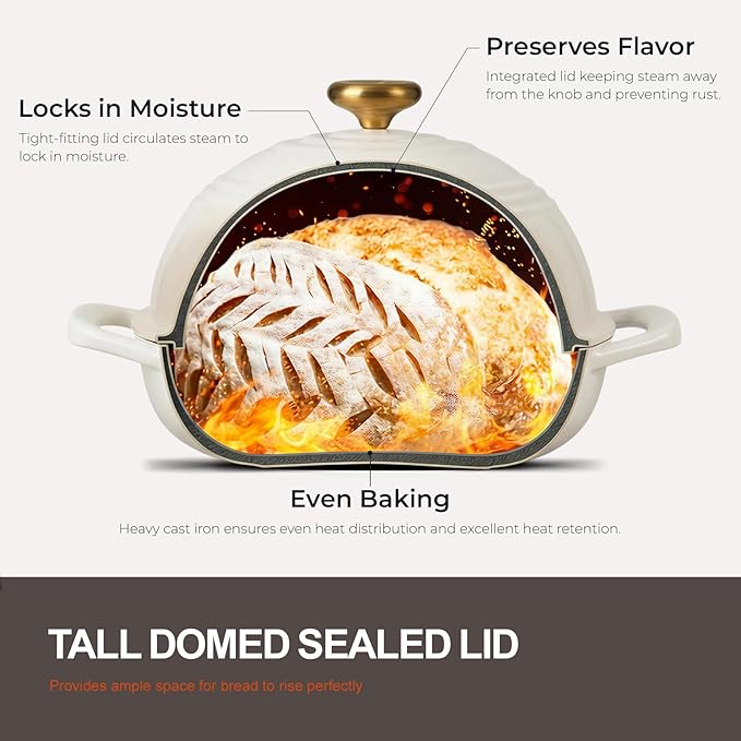 Overmont Enameled Cast Iron Bread Oven - 6QT Bread Dutch Oven - Image 4