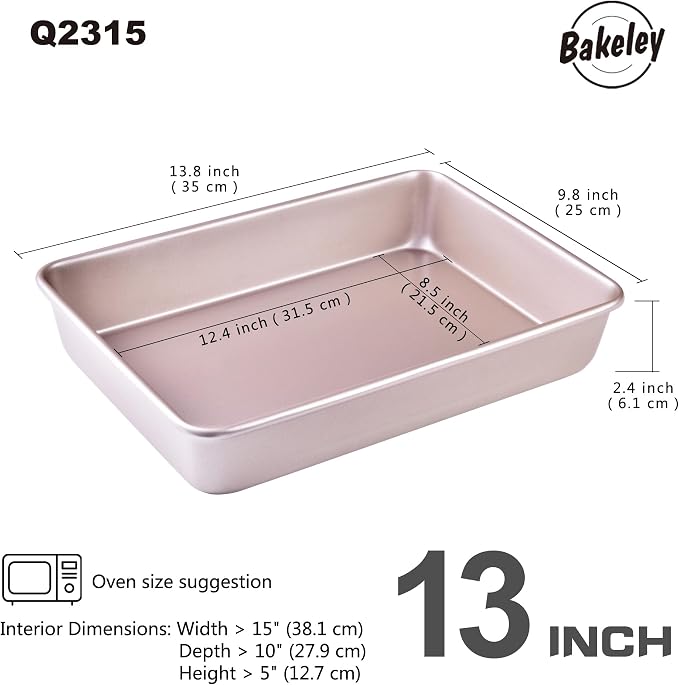 9 x 13 Inch Nonstick Rectangle Cake Pan, Deep Dish Loaf Pan - Image 2