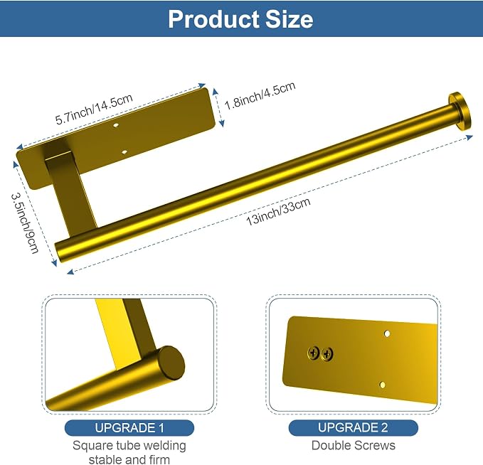 Paper Towel Holder Under Cabinet, Bend-Resistant, Self-Adhesive or Drill - Image 4