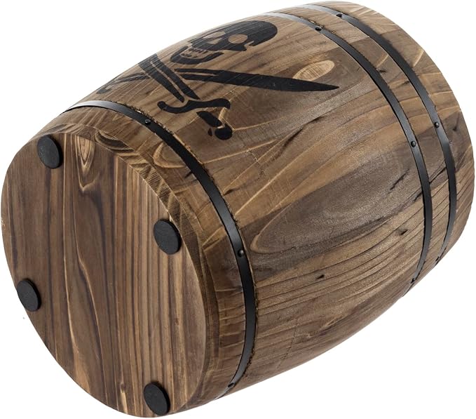 MyGift Rustic Burnt Wood Pirates Rum Cask Style Kitchen Utensil Crock, Vintage - Image 7