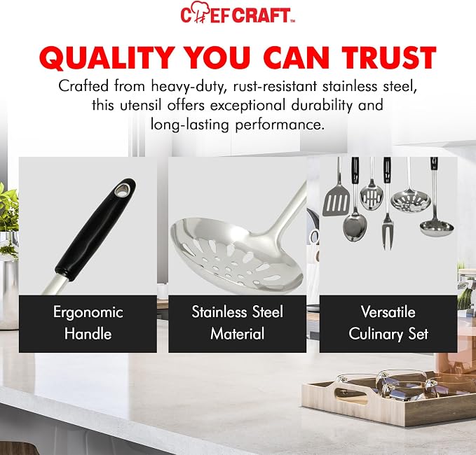 Chef Craft Select Slotted Skimmer, 13.75 inch, Stainless Steel - Image 5