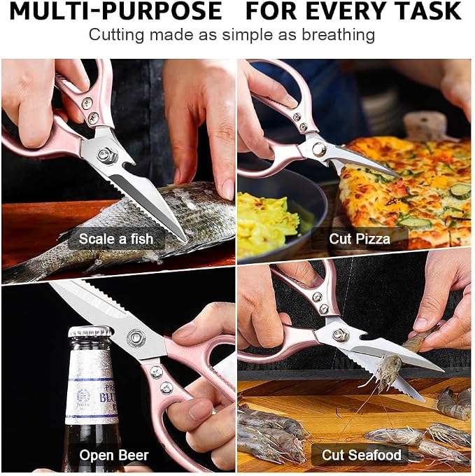 2 Pack ONEBOM Kitchen Shears, Kitchen Scissors Heavy Duty Serrated Blade - Image 3