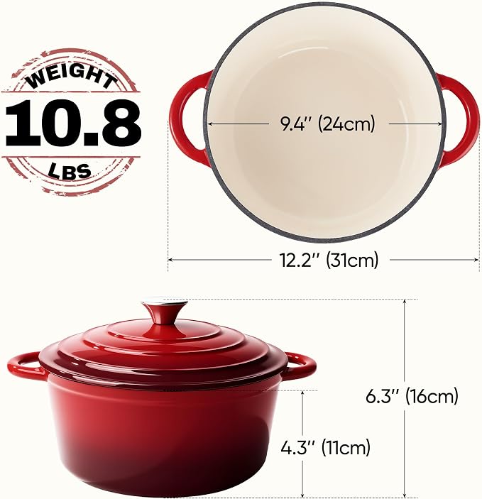 4.5 Quart Dutch Oven Pot with Lid, Non Stick Enameled Cast Iron Dutch Oven - Image 4