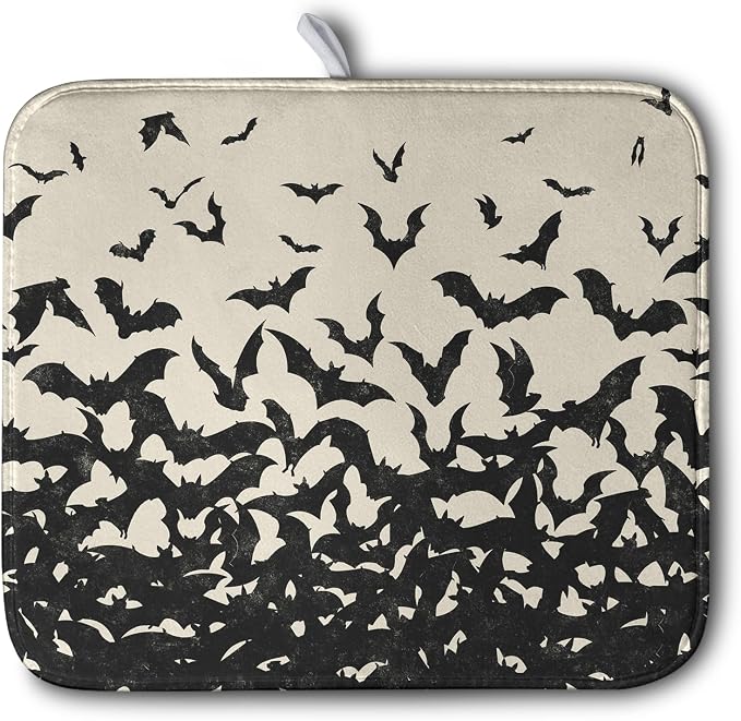 Halloween Bats Halloween Dish Drying Mat by Kwlegh