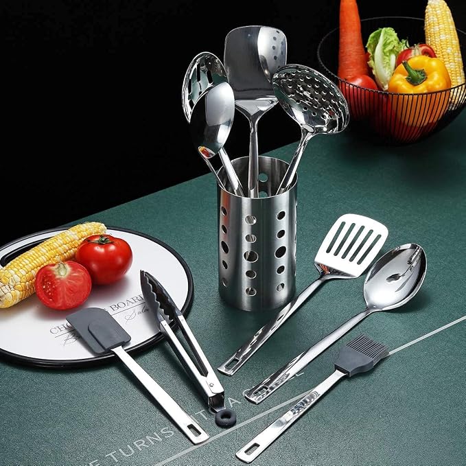 Stainless Steel Cooking Utensils Set, Berglander 13 Pieces Kitchen Utensils Set - Image 4