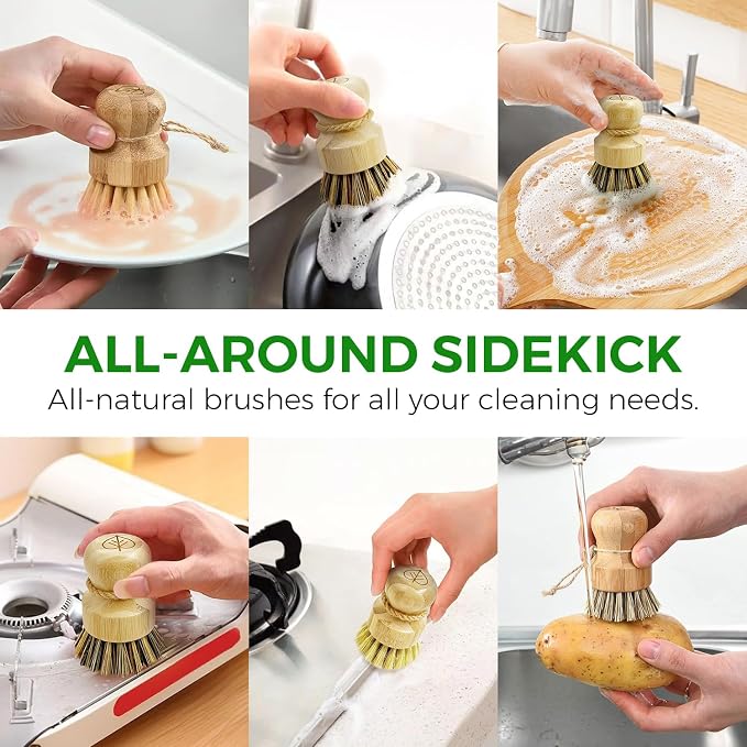 AIRNEX Bamboo Dish Brush Set of 3 - Image 7