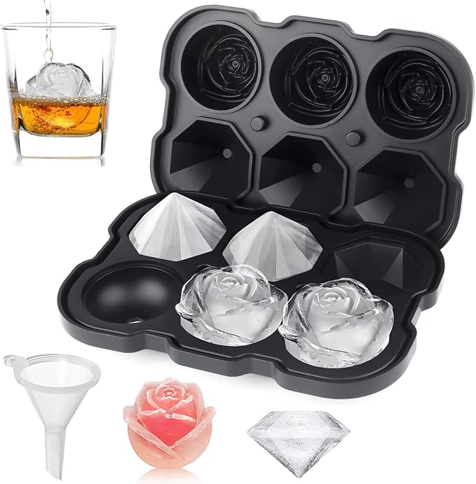 Ice Cube Tray, Mikiwon 2 inch Rose Ice Cube Trays by Mikiwon