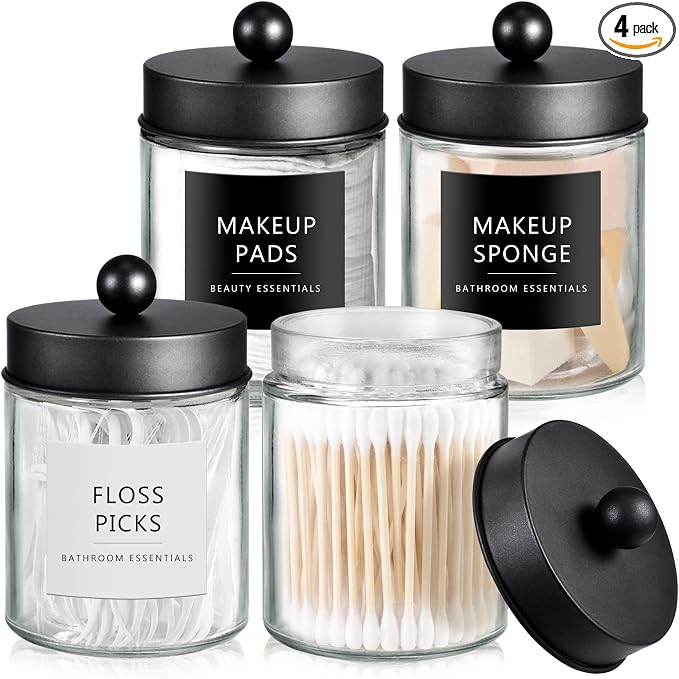 SheeChung 4-Pack Glass Qtip Holder Dispenser by SheeChung
