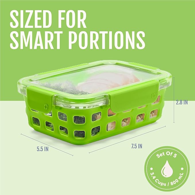 Ello Duraglass 3.4 Cup Meal Prep Sets 10Pc, 5 Pack Set- Glass Food Storage - Image 4