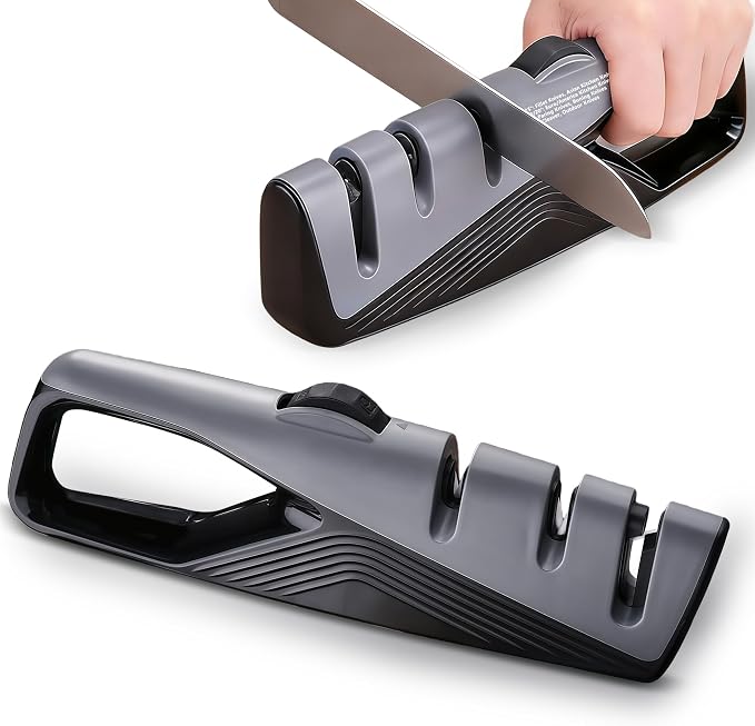 Knife Sharpener, 5 Adjustable Angle, 3 in 1 Professional Chef's Kitchen Knife by Keaixinyu