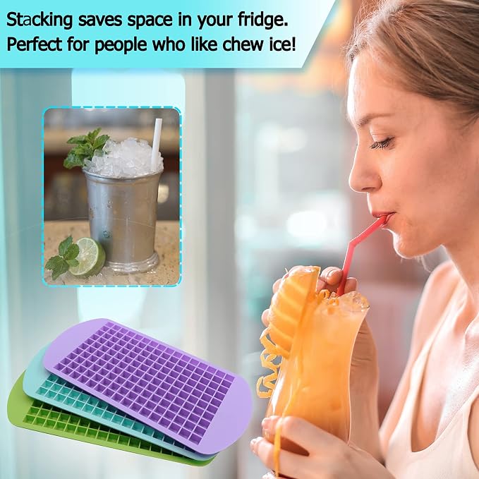 LeeYean Silicone Mini Ice Cube Trays 3 Pack, 160 Crushed Ice Cube Molds Easy - Image 7