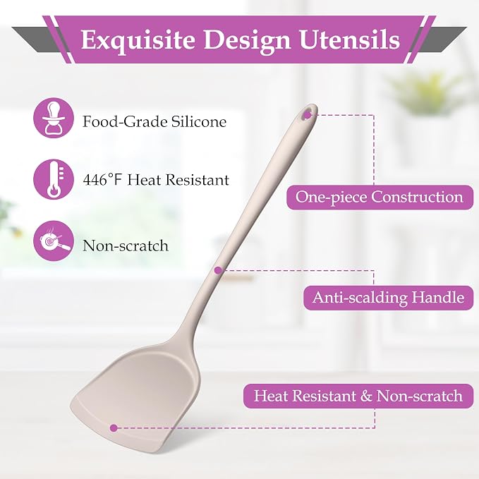 LIANYU 8Pcs Kitchen Cooking Utensils Set, Silicone Utensils Spatula Set - Image 4
