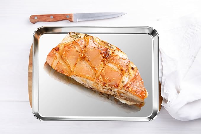 P&P CHEF 9 Inch Baking Cookie Sheet, Oven Pan Tray Stainless Steel Sheet Pan - Image 6