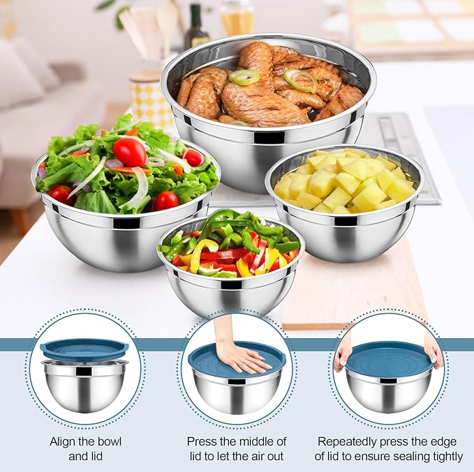 TeamFar Mixing Bowls with Lids Set, - Image 5