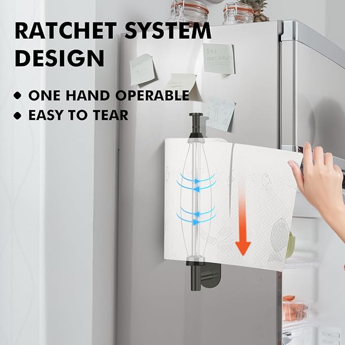 KIHOGEM Magnetic Paper Towel Holder, One Hand Operable Paper Towel Holder Wall - Image 3