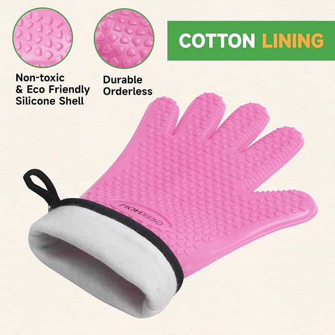 GEEKHOM BBQ Gloves Heat Resistant Oven Mitts - Image 6