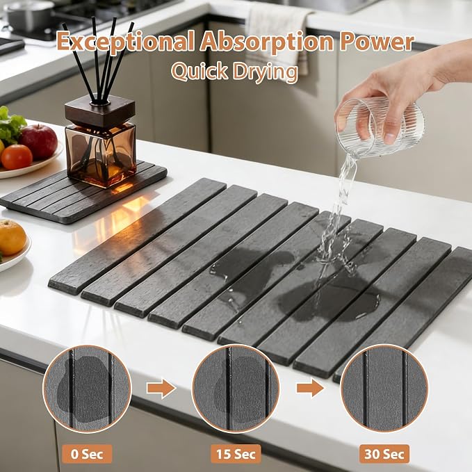Large Stone Dish Drying Mat for Kitchen Counter, Home Essentials - Image 3