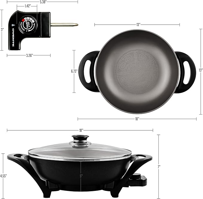 OVENTE Electric Wok with Nonstick Coating, 13 Inch Family-Sized Skillet - Image 6