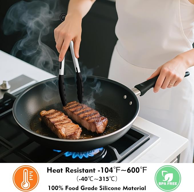 Hotec Silicone Kitchen Tongs for Cooking 9-Inch Serving Tongs - Image 3