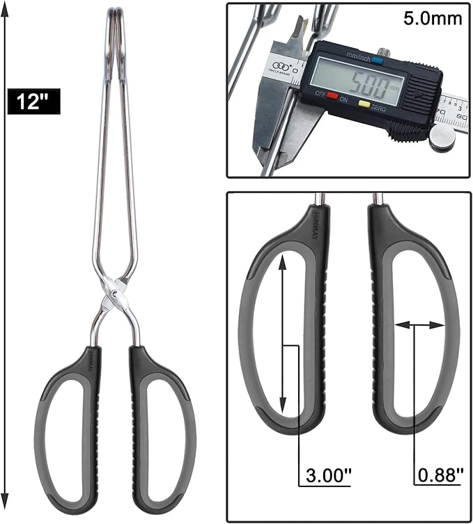 HINMAY Scissor Tongs with Comfort-Grip Handle 12-Inch Cooking Tongs - Image 3