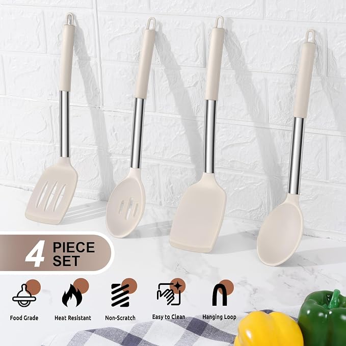 E-far Cooking Utensils Set of 4, Silicone Kitchen Utensils - Image 3
