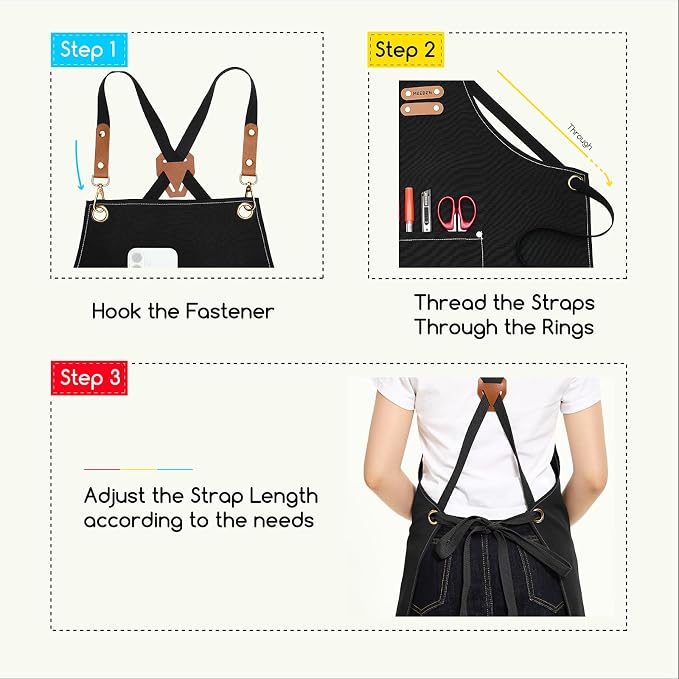 MEEDEN Painting Apron for Men Women: Adjustable Cross Back Waterproof Polyester - Image 8