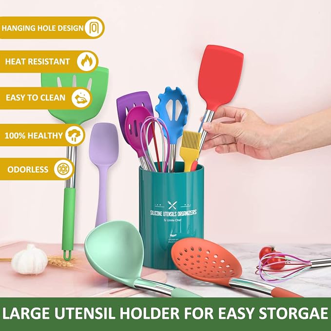 Umite Chef Kitchen Utensils Set, Non-stick Silicone Stainless Steel Handle - Image 6