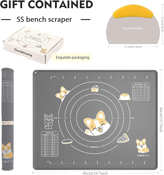 Ourokhome Silicone Baking Mat Sheet and Pastry Dough Cutter, 0.5 Inch Thick - Image 2