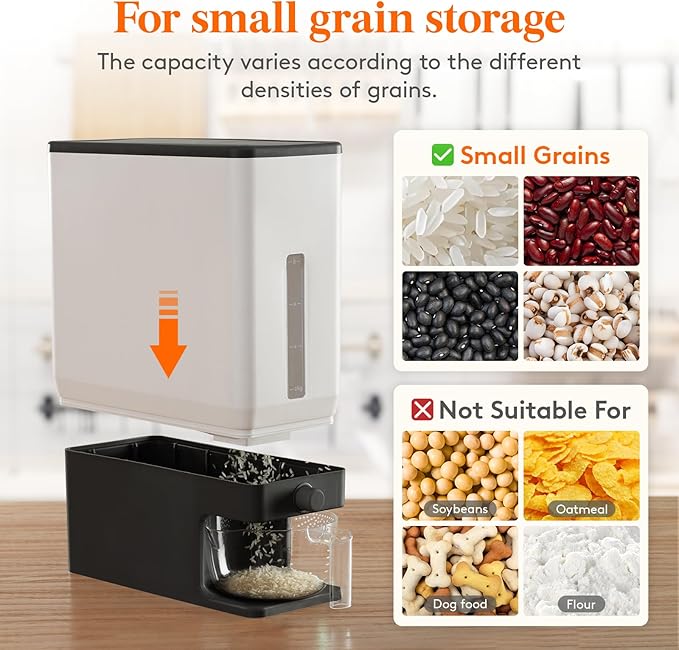 Lifewit Rice Dispenser 25 Lbs, Rice Storage Container Sealed Moisture Proof - Image 6