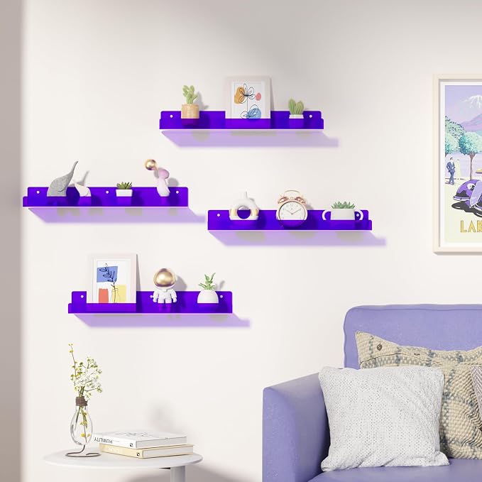 upsimples Acrylic Shelves for Wall Decor, Living Room, Floating Bookshelves for - Image 2