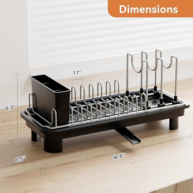Laveshop Small Dish Drying Rack, Compact Dish Drainer - Image 5