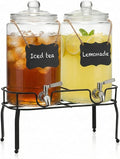 1 Gallon Glass Drink Dispenser Set of 2, Drink Dispensers by Edycur