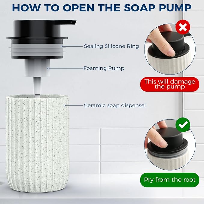 Ceramic Foaming Hand Soap Dispenser，12 oz Bathroom Soap Dispensers， Lotion - Image 4