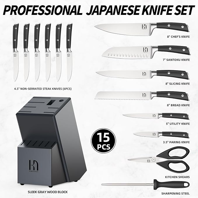 KnifeSaga Premium Knife Set 15 Pcs Quality Kitchen Knife Set - Image 6