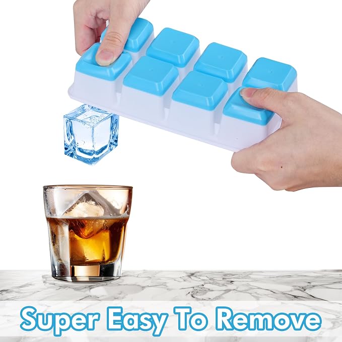 Large Ice Cube Trays with Lid, Jrisbo 2 Pack Stackable Silicone Ice Cube Molds - Image 5