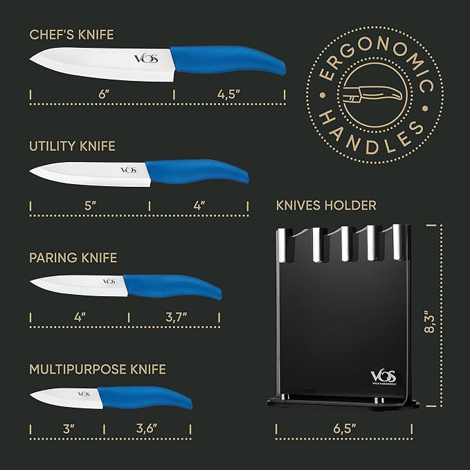 Vos Ceramic Knife Set with Block, Ceramic Knives Set - Image 5
