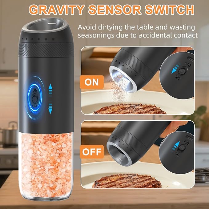 Gravity Electric Salt and Pepper Grinder Set Rechargeable, External Adjustable - Image 5